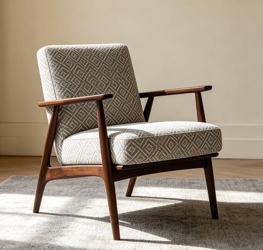 Modern Fabric Accent Chair with Wooden Frame
